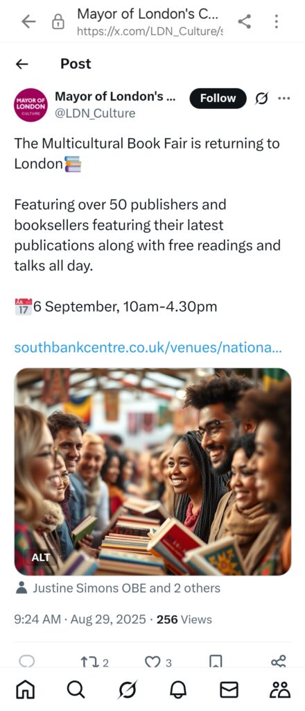 BREAKING NEWS Mayor of LONDON SUPPORT THE mULTICULTURAL BOOK FAIR